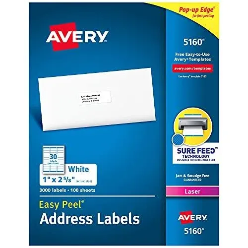 Avery 5160 Easy Peel Address Labels