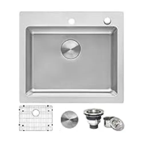 Ruvati Drop-in Topmount Kitchen Sink 16 Gauge Stainless Steel Single Bowl