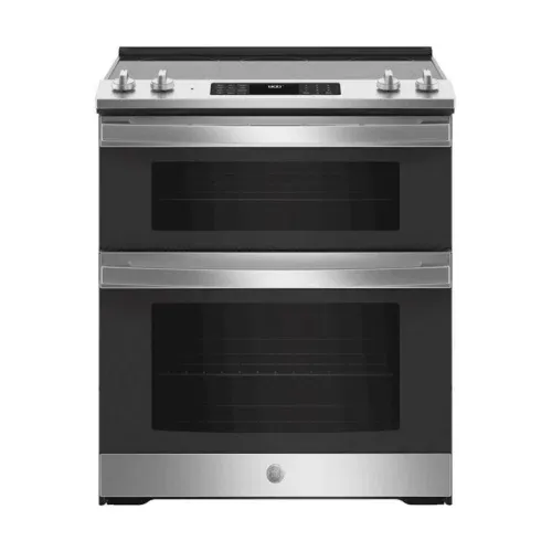 GE 6.6 Cu. Ft. Slide-In Double Oven Electric True Convection Range with Self-Steam Cleaning and No-Preheat Air Fry