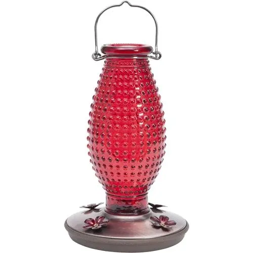 Perky-Pet Hobnail Vintage Glass Hummingbird Feeder