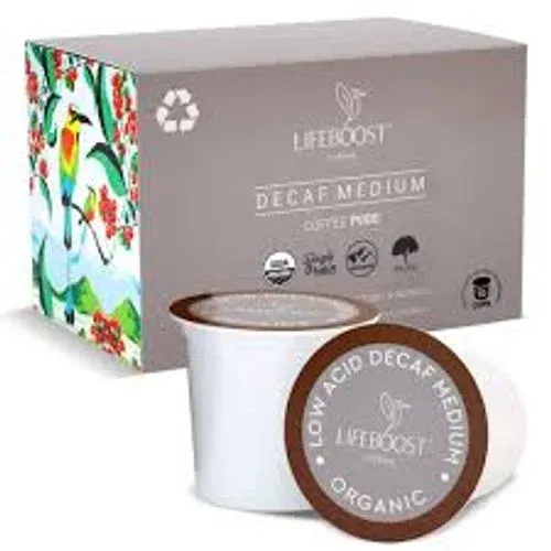 Lifeboost Medium Roast Decaf Coffee Pods