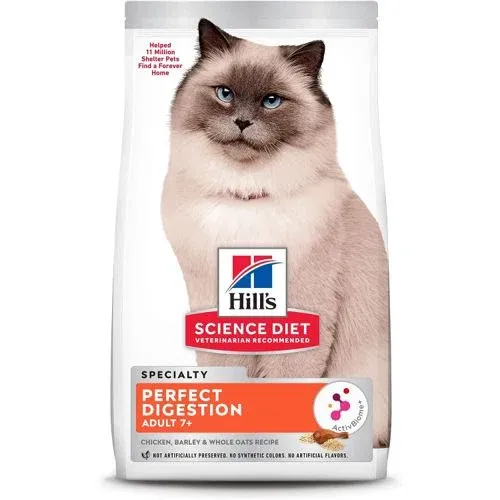 Hill's Science Diet Adult 7+ Perfect Digestion Chicken, Barley & Whole Oats Recipe Cat Food