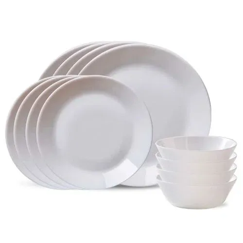 Corelle MilkGlass Bright White 12-piece Dinnerware Set