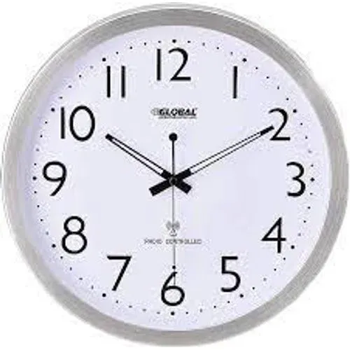 Global Industrial Atomic Wall Clock Stainless Steel